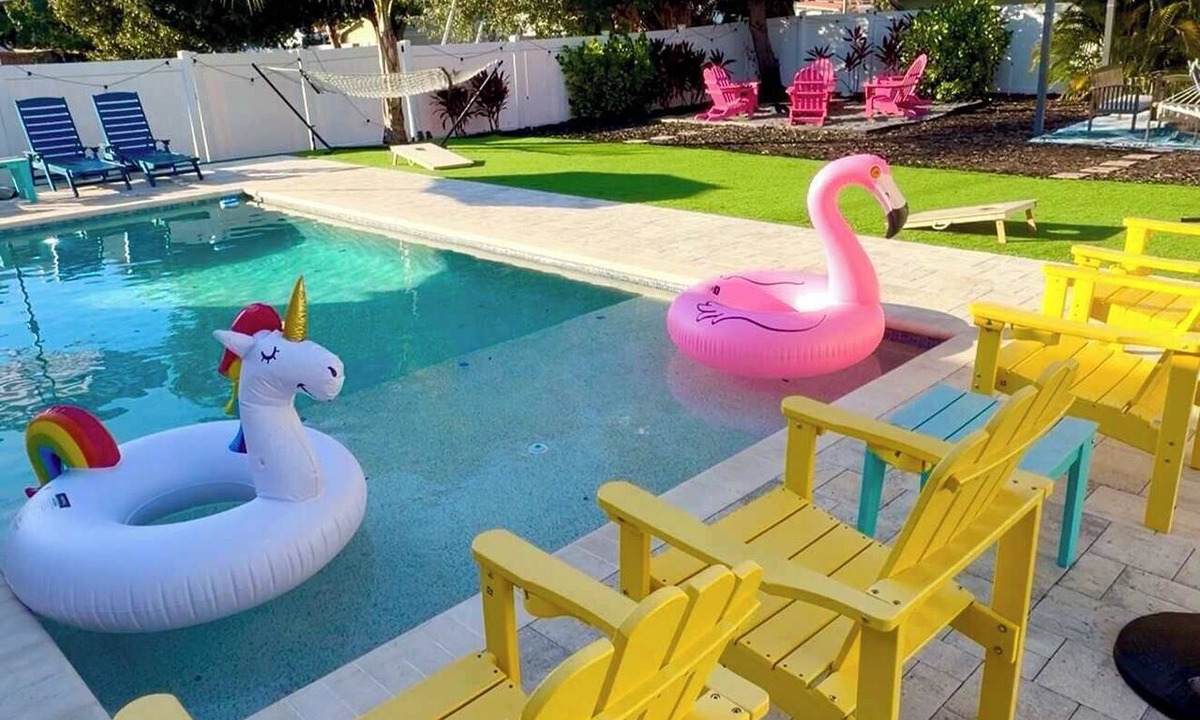 Sun Bay South House | Backyard Paradise: Private Pool, Golf & Fire Pit