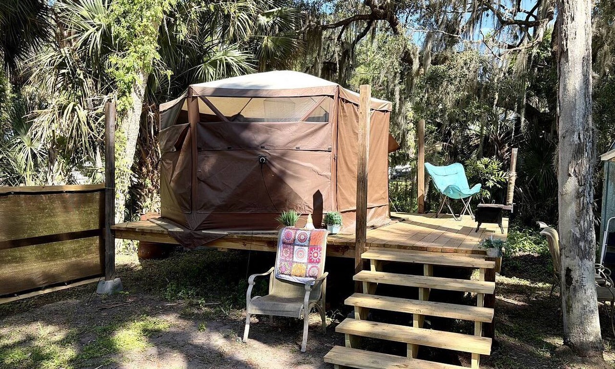 Seville RV Rental | Boho Waterside Glamping Tent for a Florida Getaway