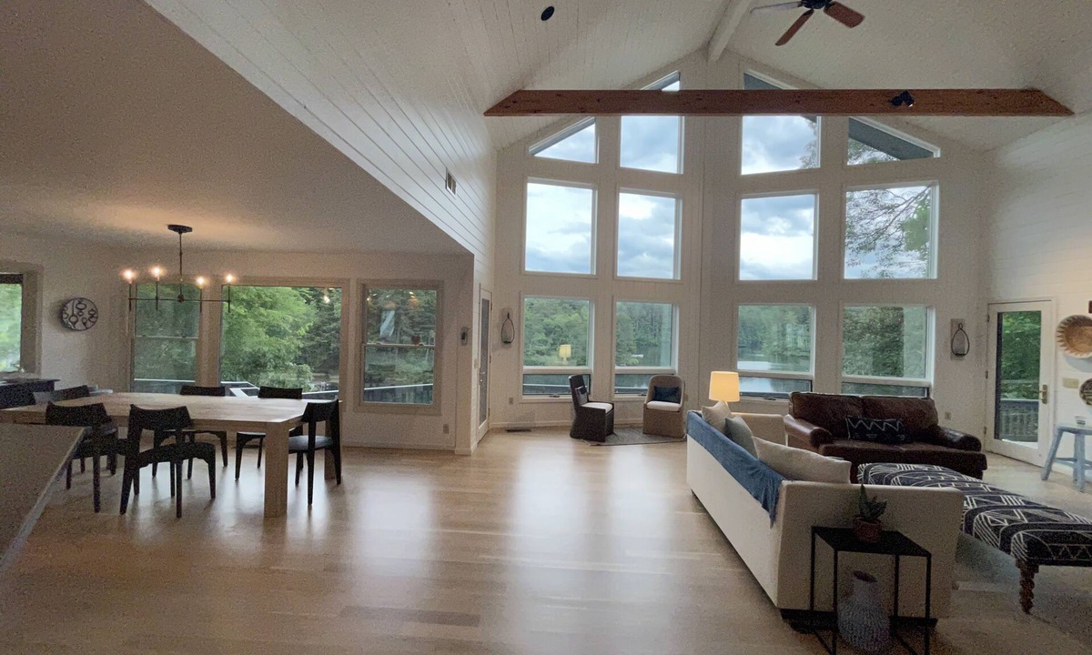 Robbinsville House | Bright,Modern Lakefront Home - Private Swimming Cove 7 nights = 15% off, Pontoon