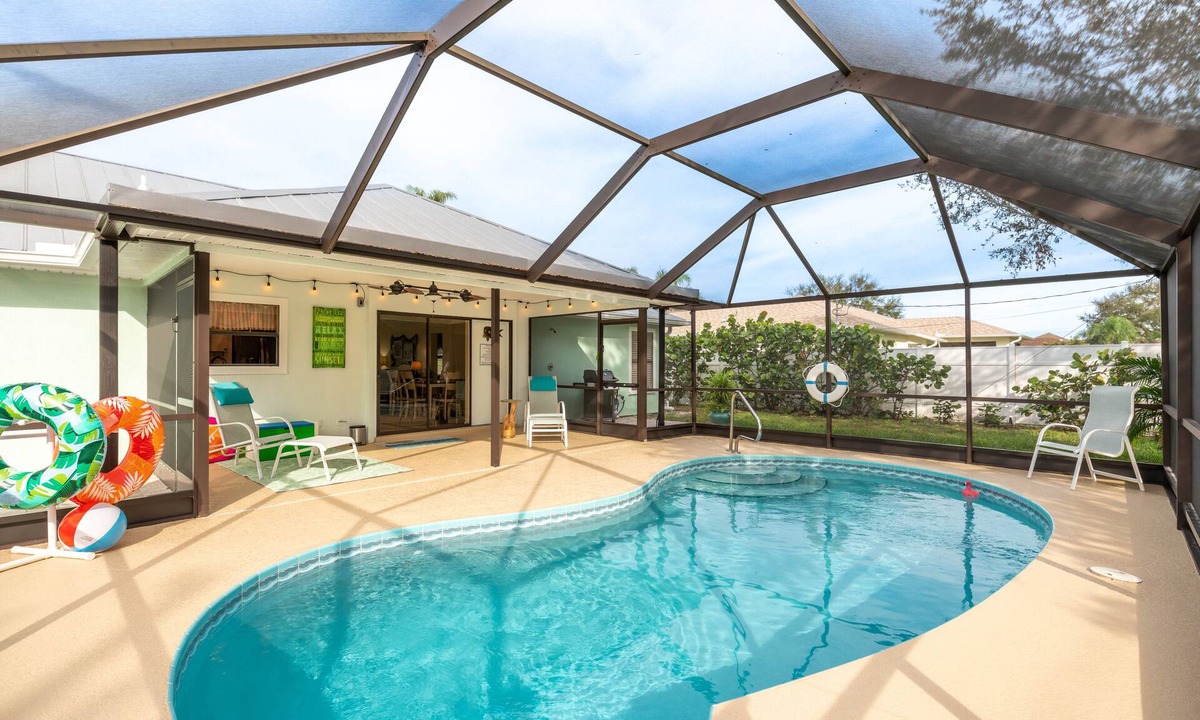 Sebastian Highlands House | Coastal Getaway! Heated Pool, Private Patio, Fenced Yard, 5 miles to Beach!