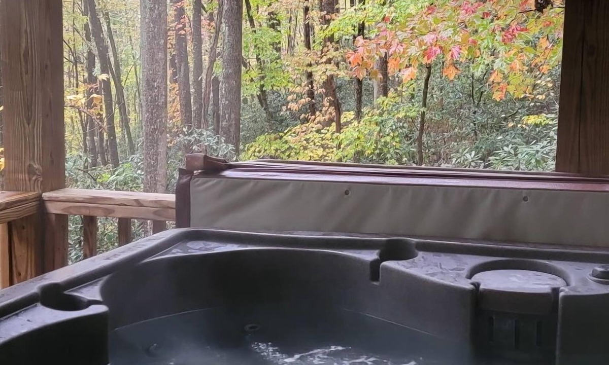 Robbinsville Cabin | Creekside cabin with hot tub