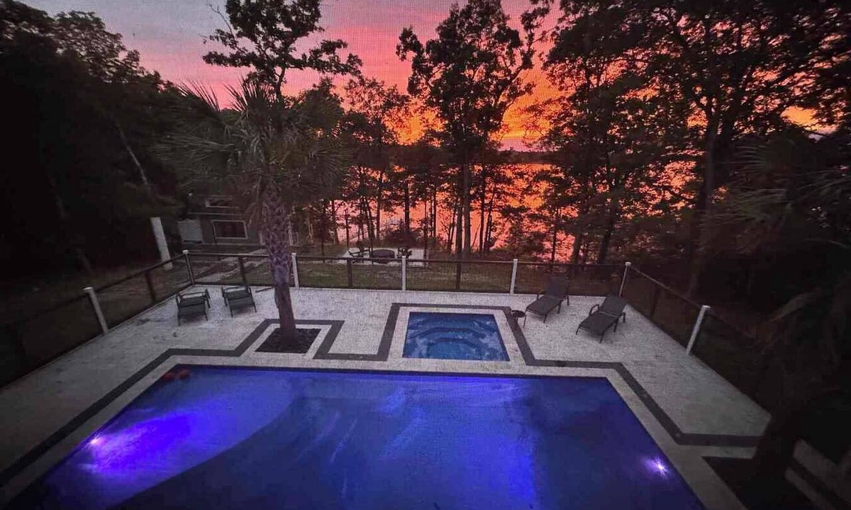 Camden House | Impeccable Lakefront Oasis with Pool, Hot Tub, Dock, Gameroom, Firepit & Sun Set