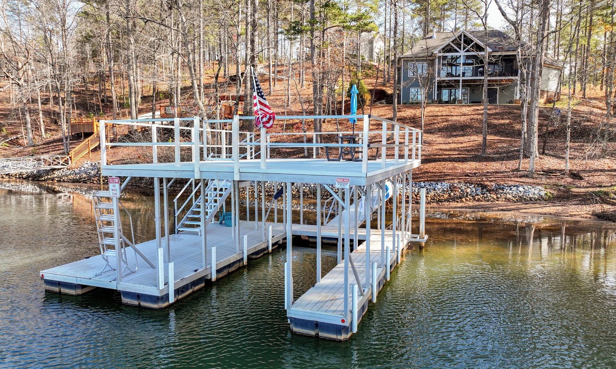 Salem House | Lakefront NEW BUILD on pristine Lake Keowee w/game room & double-decker dock!