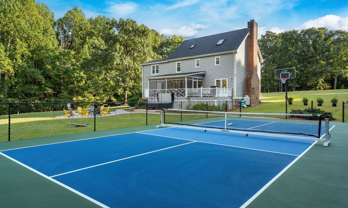 Clayton House | Private Pickleball Retreat Near Raleigh w/Hot Tub + Sleeps 14