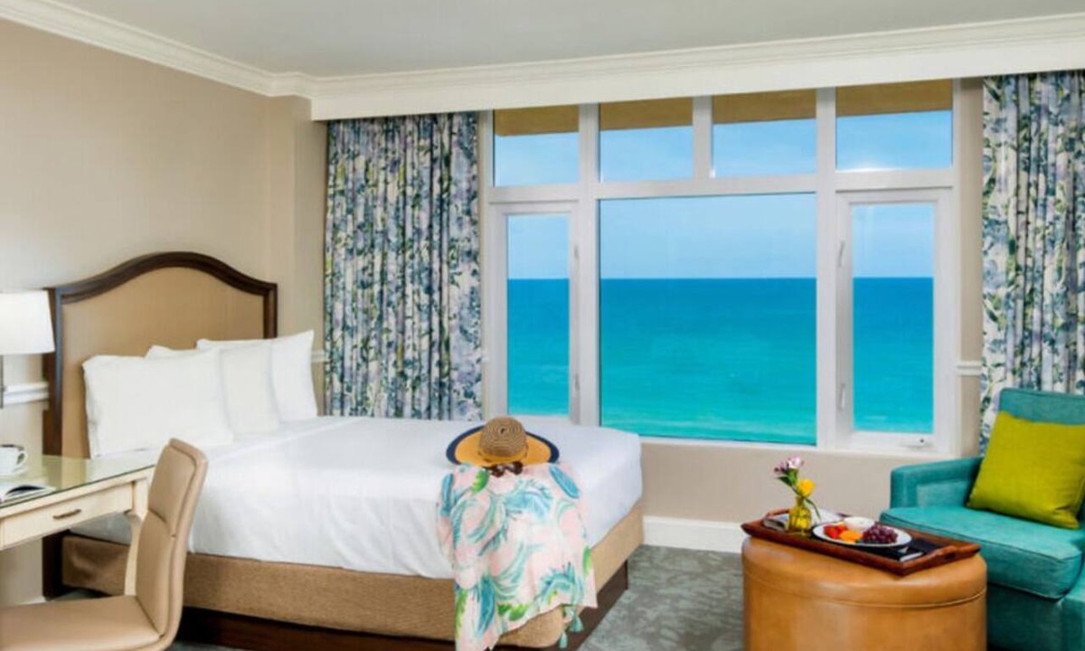 Daytona Beach Shores Hotel | Seafront King Balc | The Shores | Ocean balcony, yoga, firepits