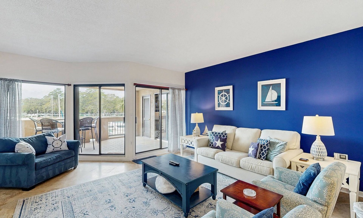 Shelter Cove Condo | Waterfront condo with walkable locale, central AC, washer/dryer, & shared pool