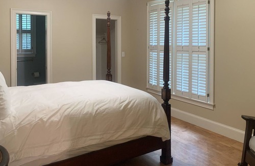 Evans House | 2-story home with grill, patio, outdoor dining, enclosed backyard, & fireplace