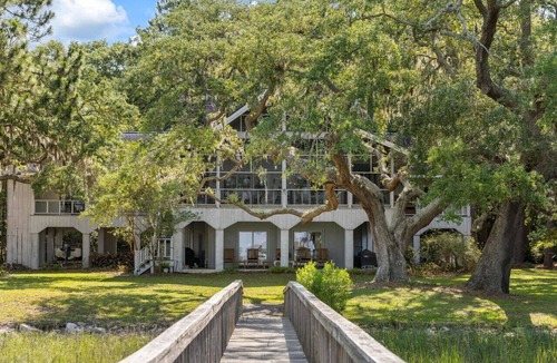 Rockville House | Adams Creek Home, Deep Water on River and Wetlands with Floating Dock