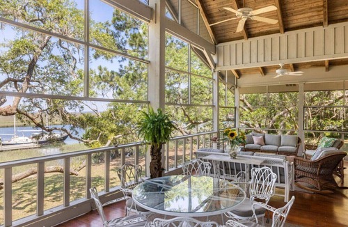 Rockville House | Adams Creek Home, Deep Water on River and Wetlands with Floating Dock