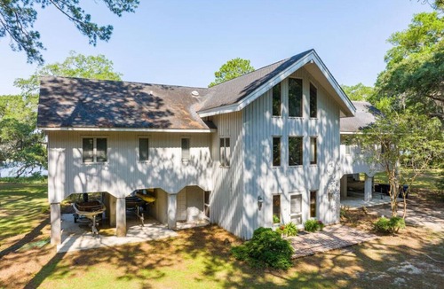 Rockville House | Adams Creek Home, Deep Water on River and Wetlands with Floating Dock