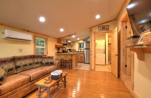 Almond House | Cozy Forest Tiny Cabin Hot Tub Fire Pit Pets Welcome Near NOC & GSMR