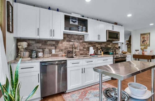 Skyland Cottage | Cozy stone Cottage Pet friendly on Rushing creek porch, soaking tub, & fire-pit
