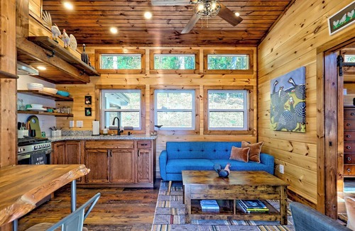 Hayesville House | Cozy tiny house located on a modern homestead with 100+ acres of private forest.