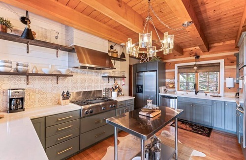 Sapphire House | Dog-friendly, upscale cabin with gourmet kitchen, deck, hot tub & bocce court