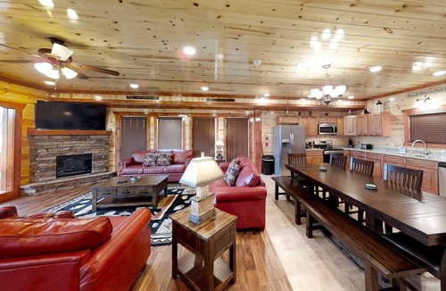 Sevierville Cabin | Indoor Pool, Theater, VIEWS, Hot Tub, Themed Bedrooms, Game Room & Free Tickets! 6 BR Large Cabin