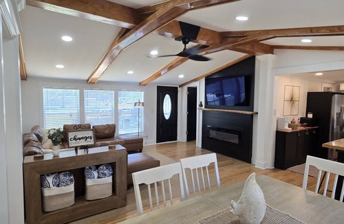 Peletier House | Large Summer Getaway near the beach with private pool, Hottub, and firepit, three miles to Beach.