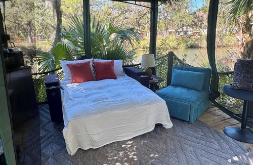White City Cabin | Midway Island Glamping-2 Furnished Gazebos on the St. Lucie River