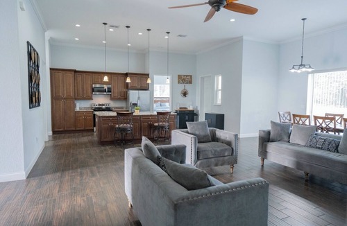 Winter Haven House | Ranch Retreat Theater Room + Pond Views