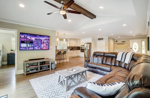 Harbor House House | River's Edge - Spacious Waterfront Home with Pool, Firepit, Gameroom, & Dock! Near City & Pets OK!
