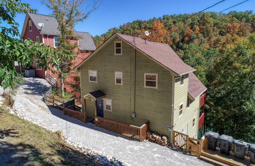 Flat Hollow Marina Cabin | Rustic Lakefront Cabin with private double-deck dock, slide, hot tub, more!