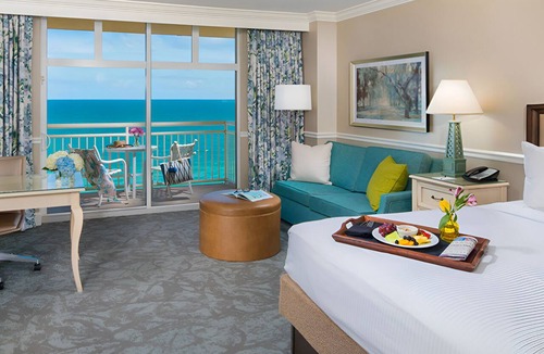 Daytona Beach Shores Hotel | Seafront King Balc | The Shores | Ocean balcony, yoga, firepits
