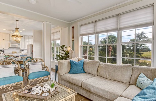 Tybee Island House | Serene Getaway, Water Views, Heated Pool Access!