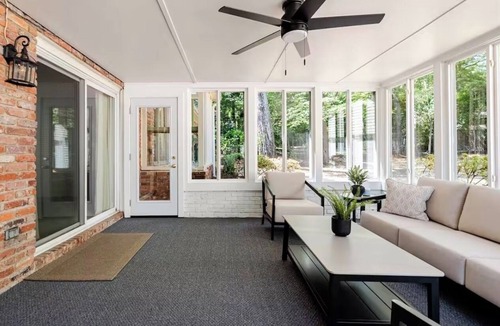 Charlotte House | Spacious SouthPark Area Retreat 2 Living Rooms + Office + Glass-Enclosed Porch