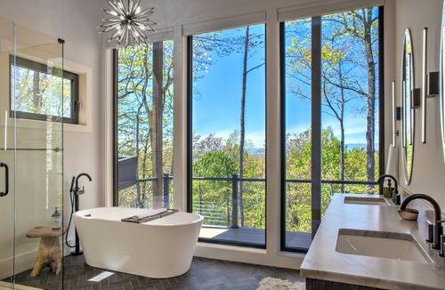 Brevard House | The Brevard Mountain Retreat New Construction with modern design, high-end furnishings & hot tub