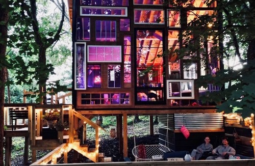 Doyle Apartment | Wall of Windows Treehouse #Treehouse #Love #Escape#Love#Getaway