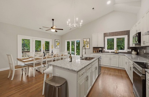 Sherrills Ford House | Waterfront Home + Pool + Spa | Dock + Game Room Near Hiking | Poolside Paradise