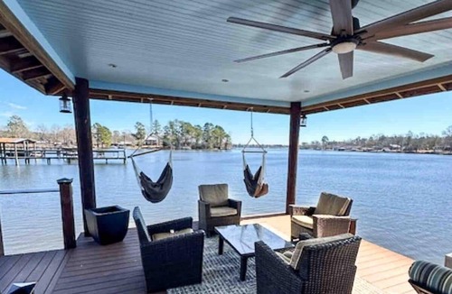 Manning House | Wyboo Lakefront Premier: Log Cabin on the Water!