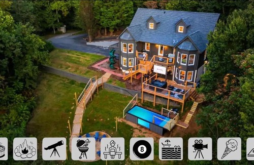Asheville House | Year-Round Heated Pool, Hot Tub, Mtn View, Sleep16