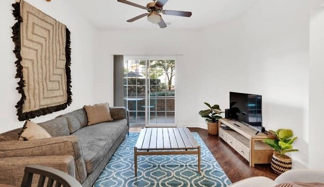 Bright 1BR with Balcony, Gym & Workspace