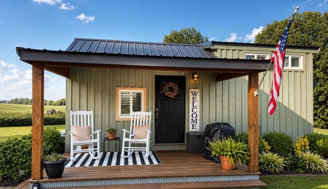 Cozy Tiny Home with Country Sunsets and a Firepit