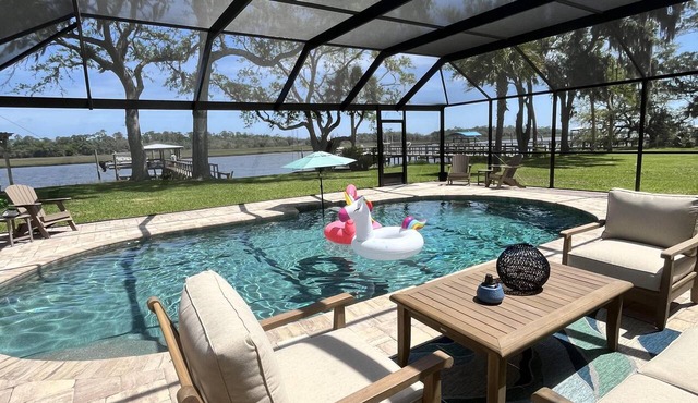 Spacious 3BR home with private pool and water views in Yulee. Easy access to Amelia Island.