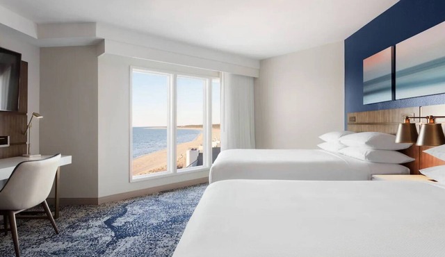 Steps to Virginia Beach: Overlooking Bay with Pool, Restaurant , Fitness & Trail