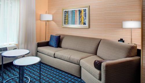 Suite, 1 King Bed with Sofa bed, Hearing Accessible (Roll-in Shower)