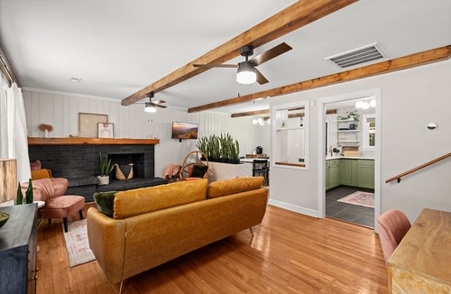 Gantt House | Weekend at GiGi's - a Greenville Mid-Century home with fire pit and game room.